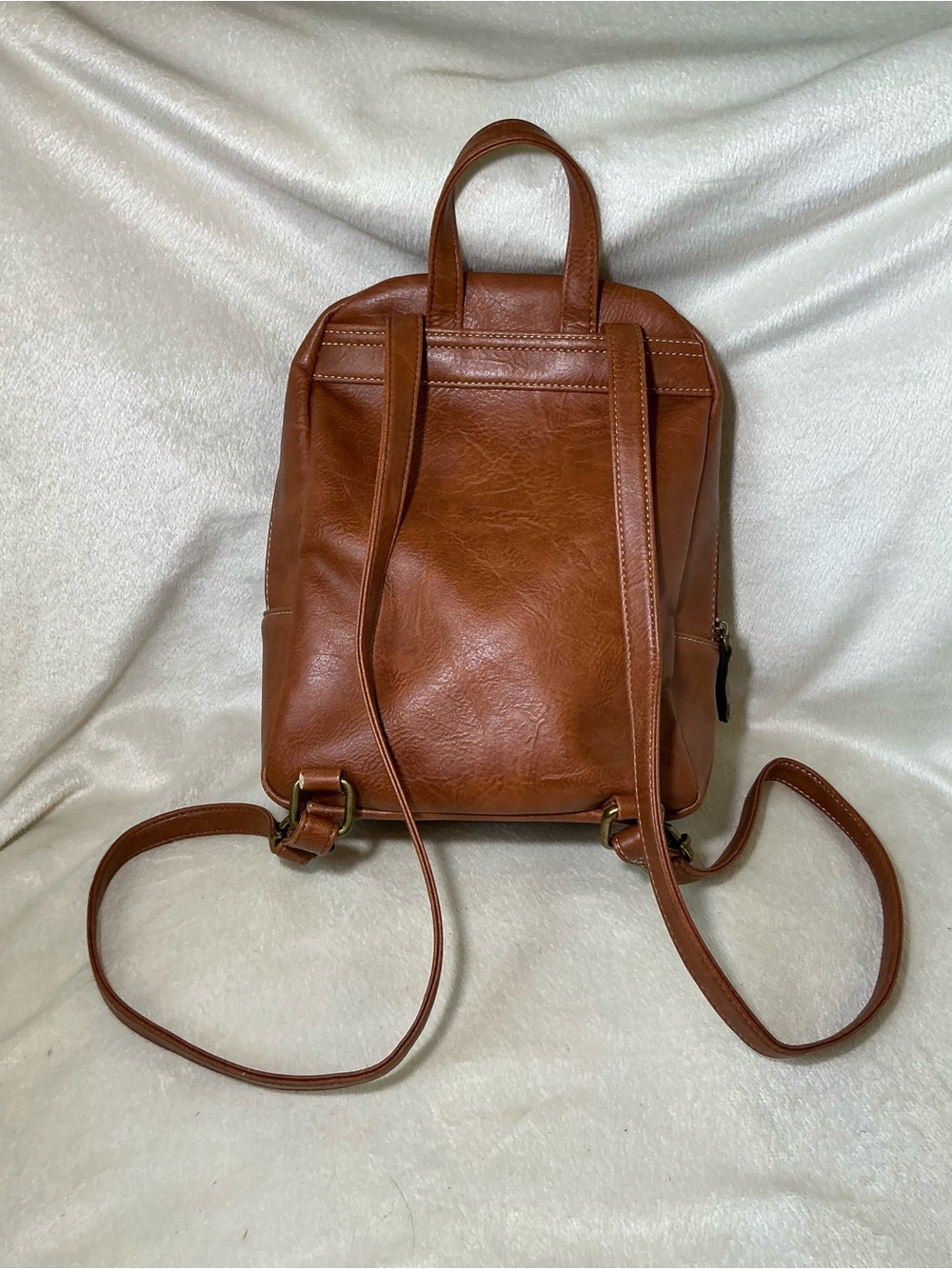 B.O.C. Mini Light Brown Vegan Leather Backpack - Picture 2 of 10